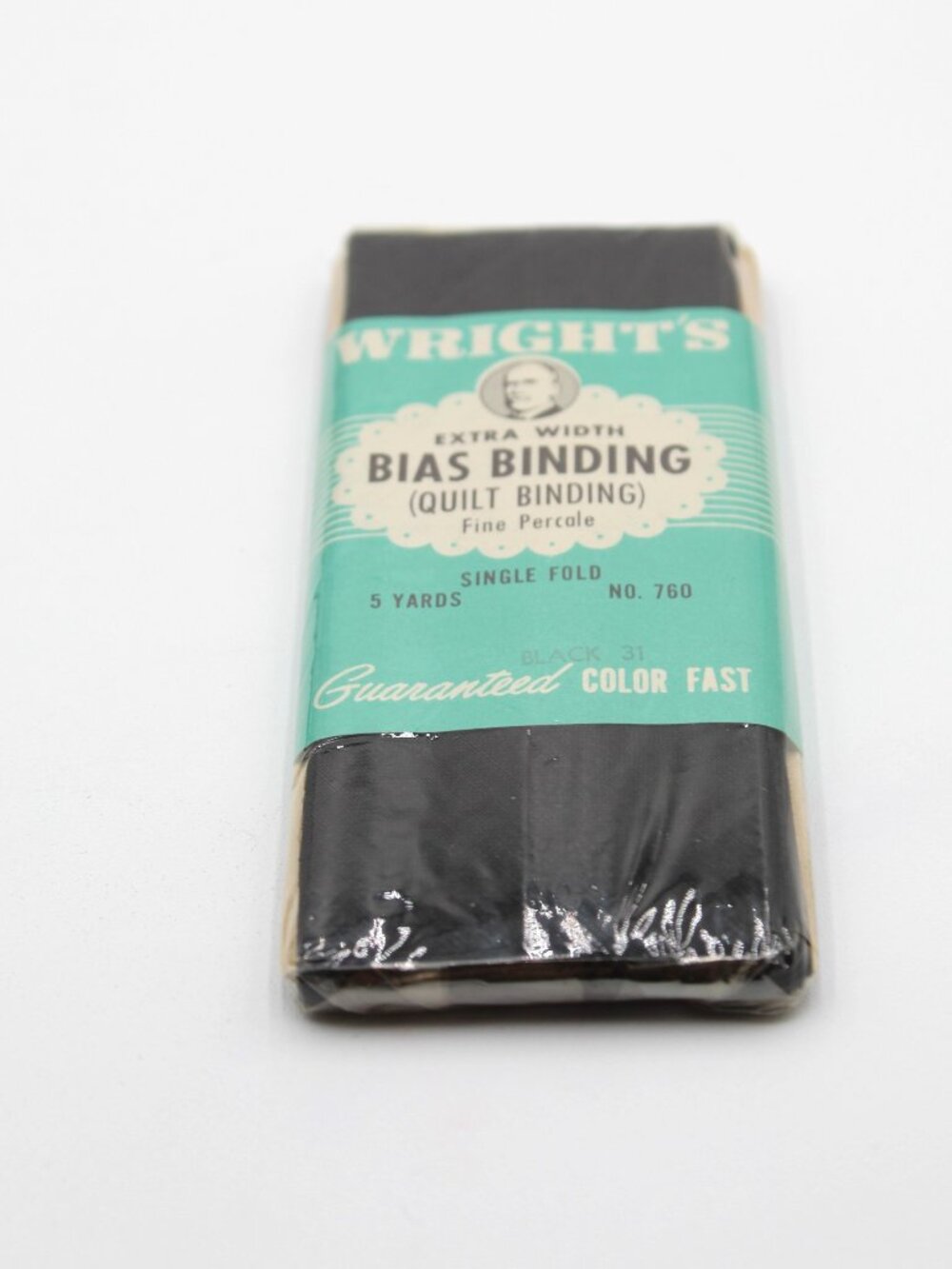 Vintage Wrights Extra Width Single Fold Bias Quilt Binding Tape 5 Yards Black 31